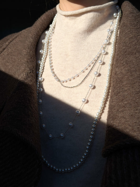 Faux Pearl Cascade Necklace