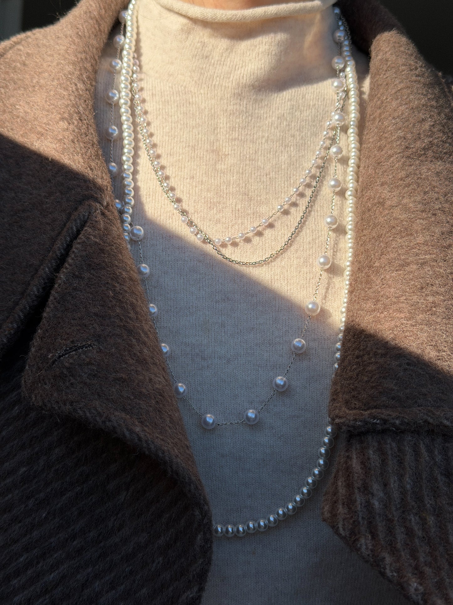 Faux Pearl Cascade Necklace