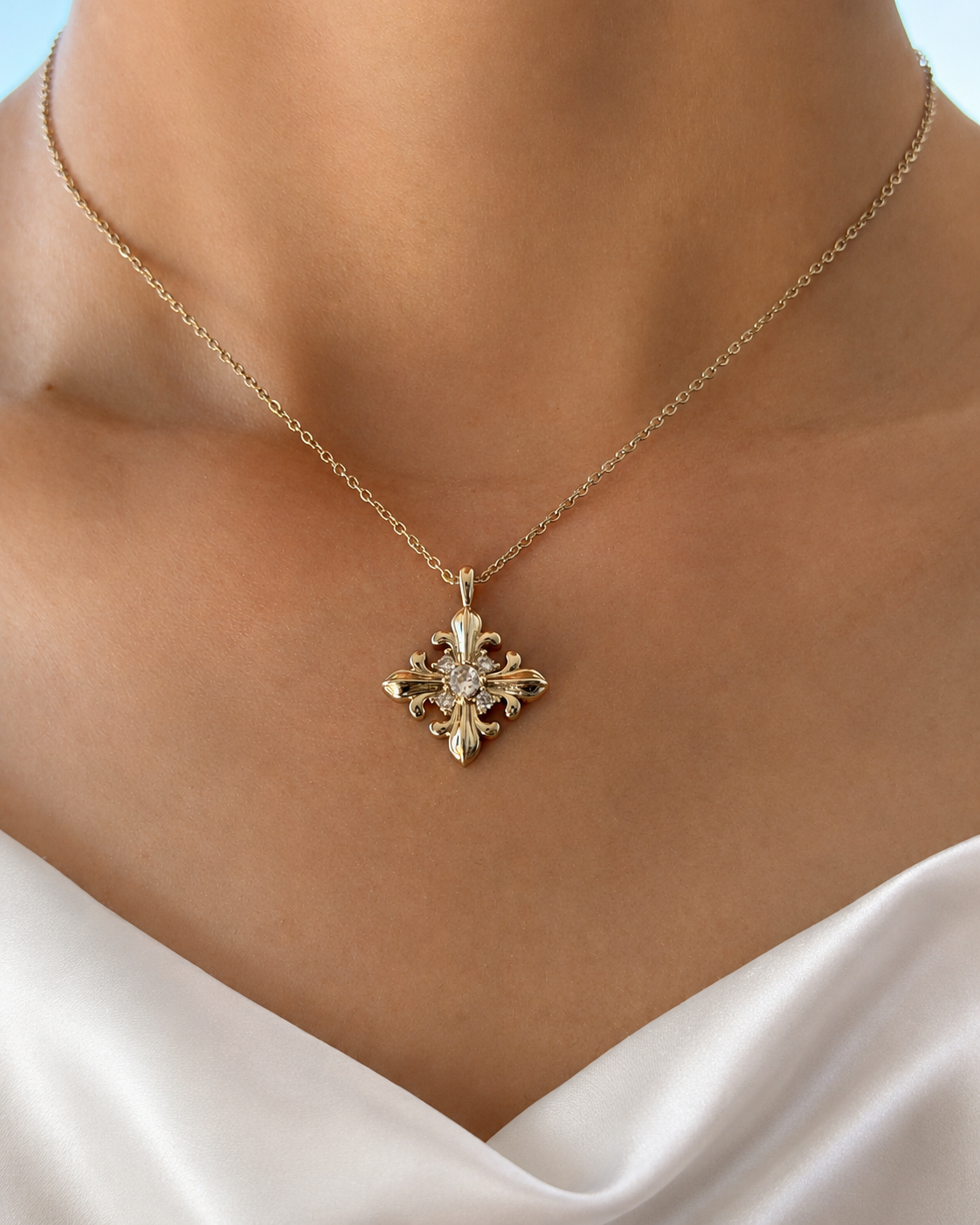 Fleur Cross Necklace