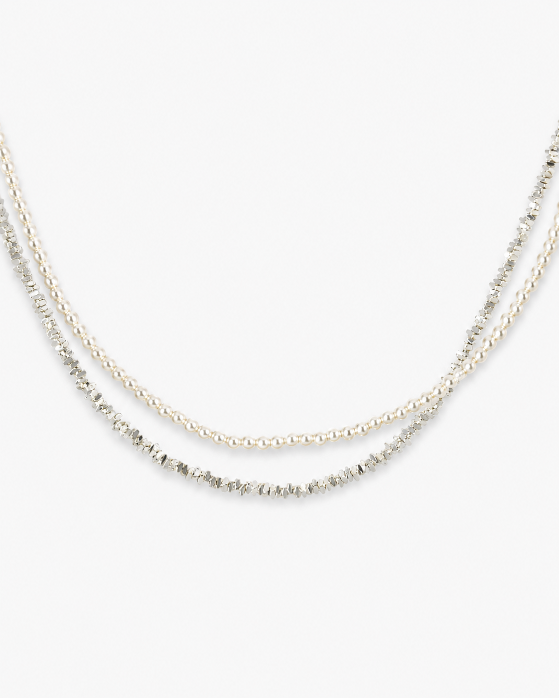 Layered Faux Pearl Sparkle Necklace