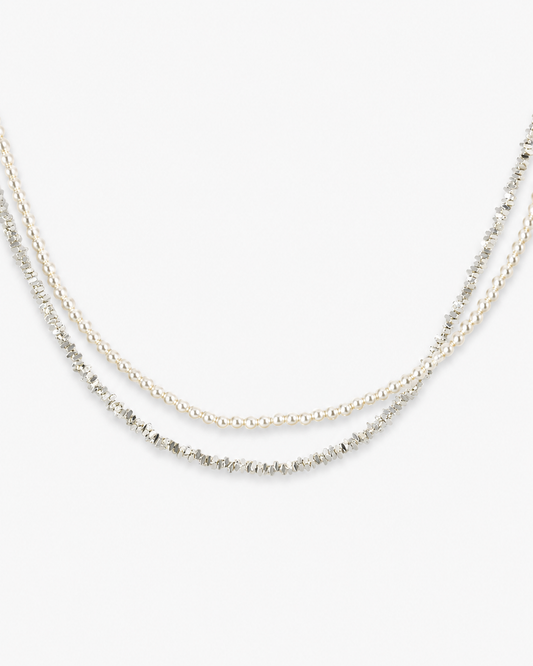 Layered Faux Pearl Sparkle Necklace