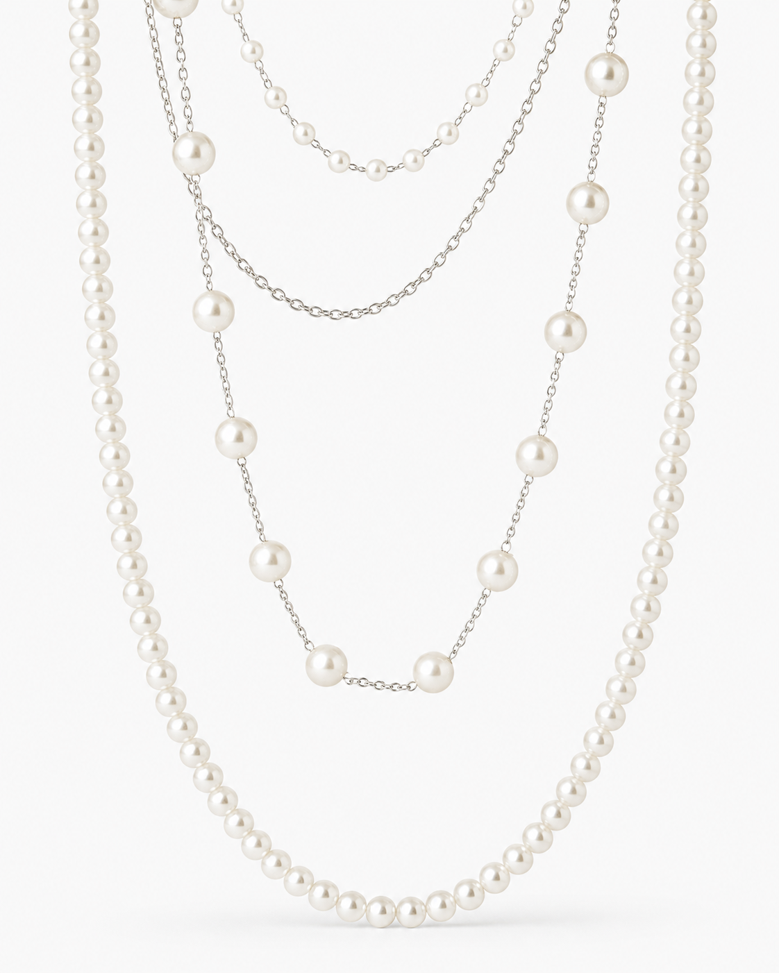 Faux Pearl Cascade Necklace