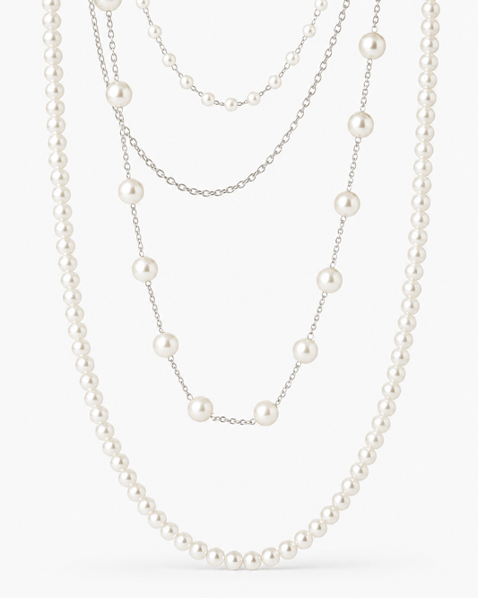 Faux Pearl Cascade Necklace