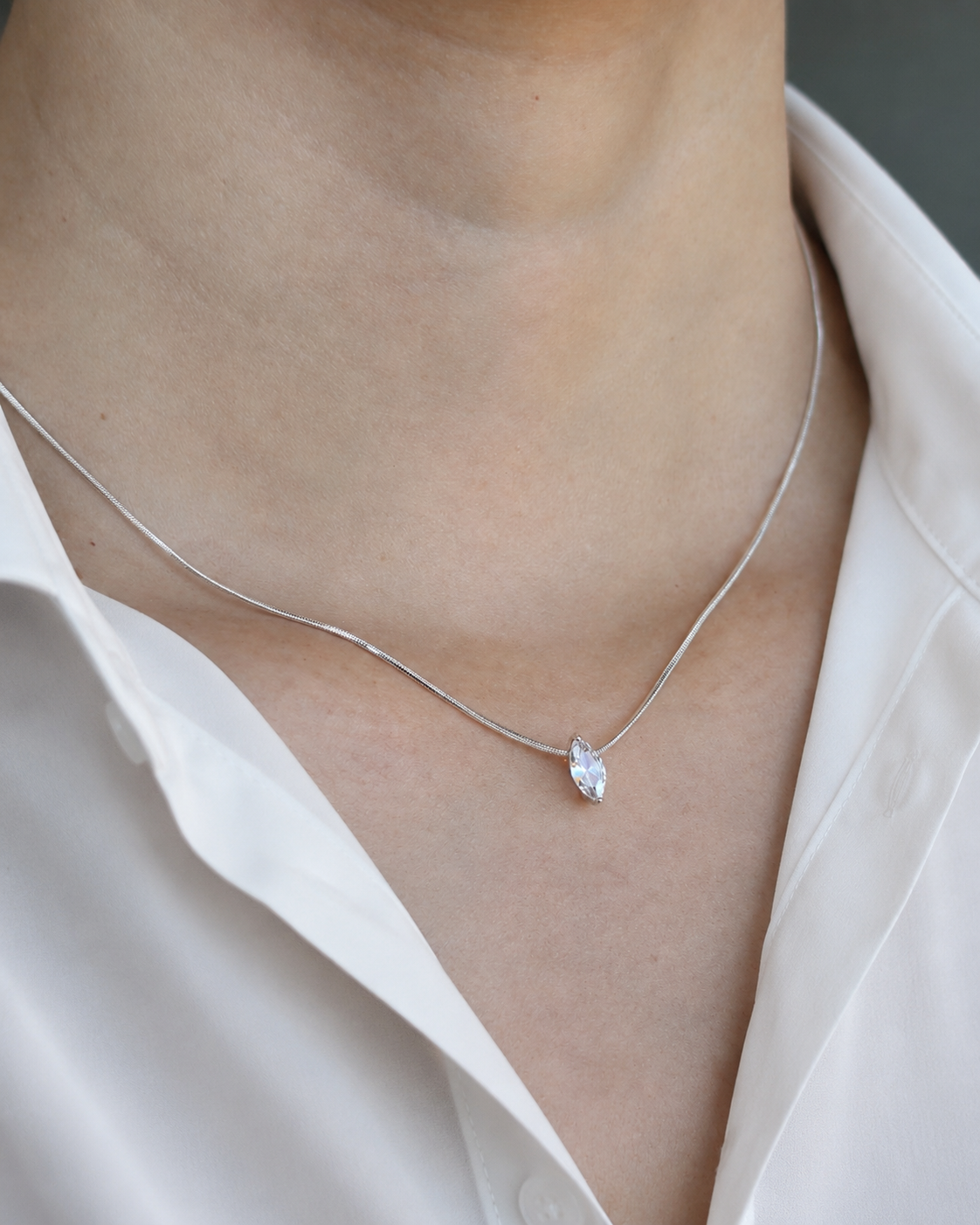 Fine Chain Marquise Necklace