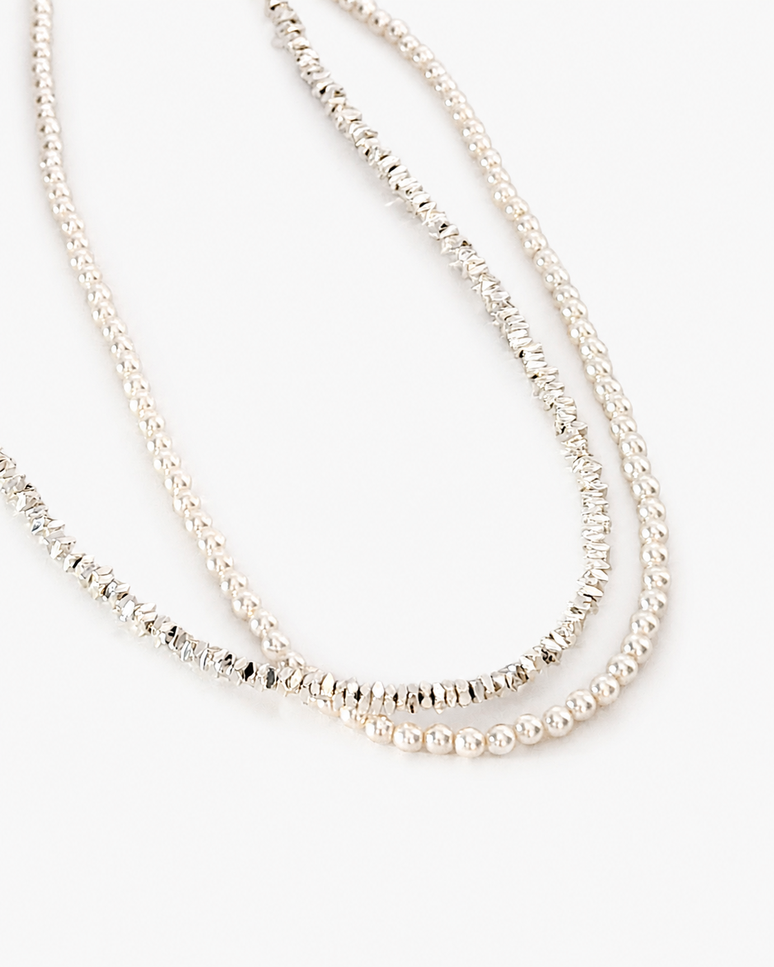 Layered Faux Pearl Sparkle Necklace