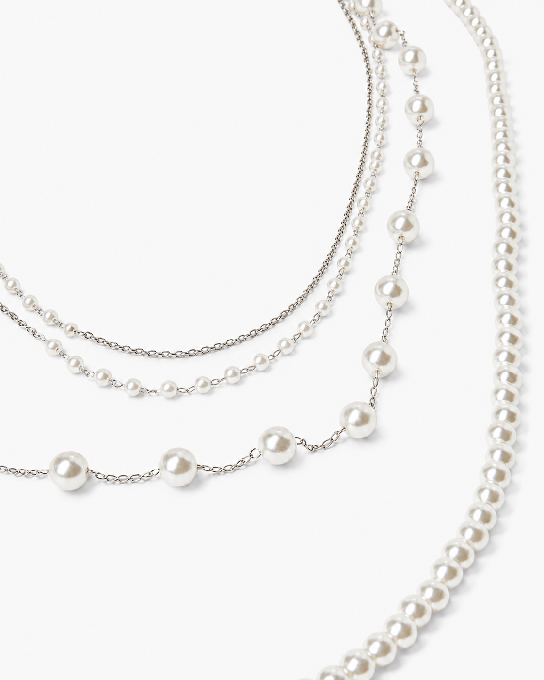 Faux Pearl Cascade Necklace