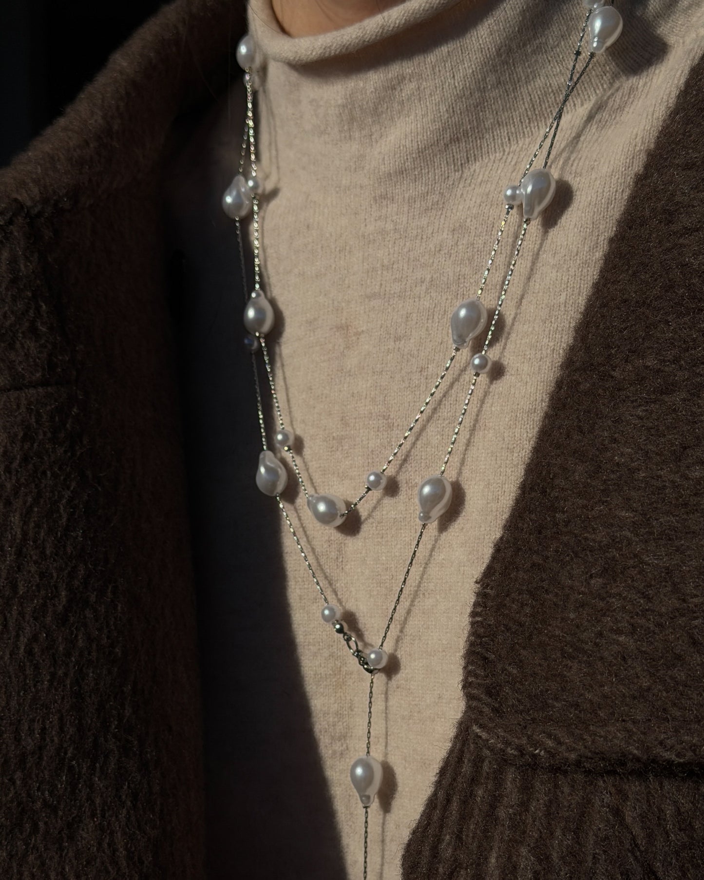 Baroque Layered Faux Pearl Necklace