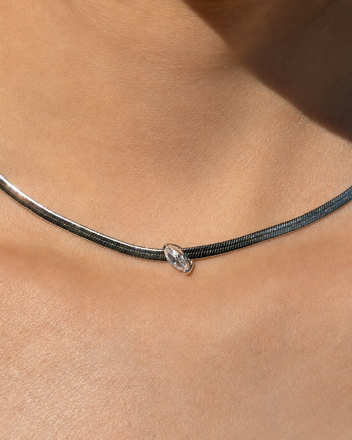 Snake Chain Marquise Necklace