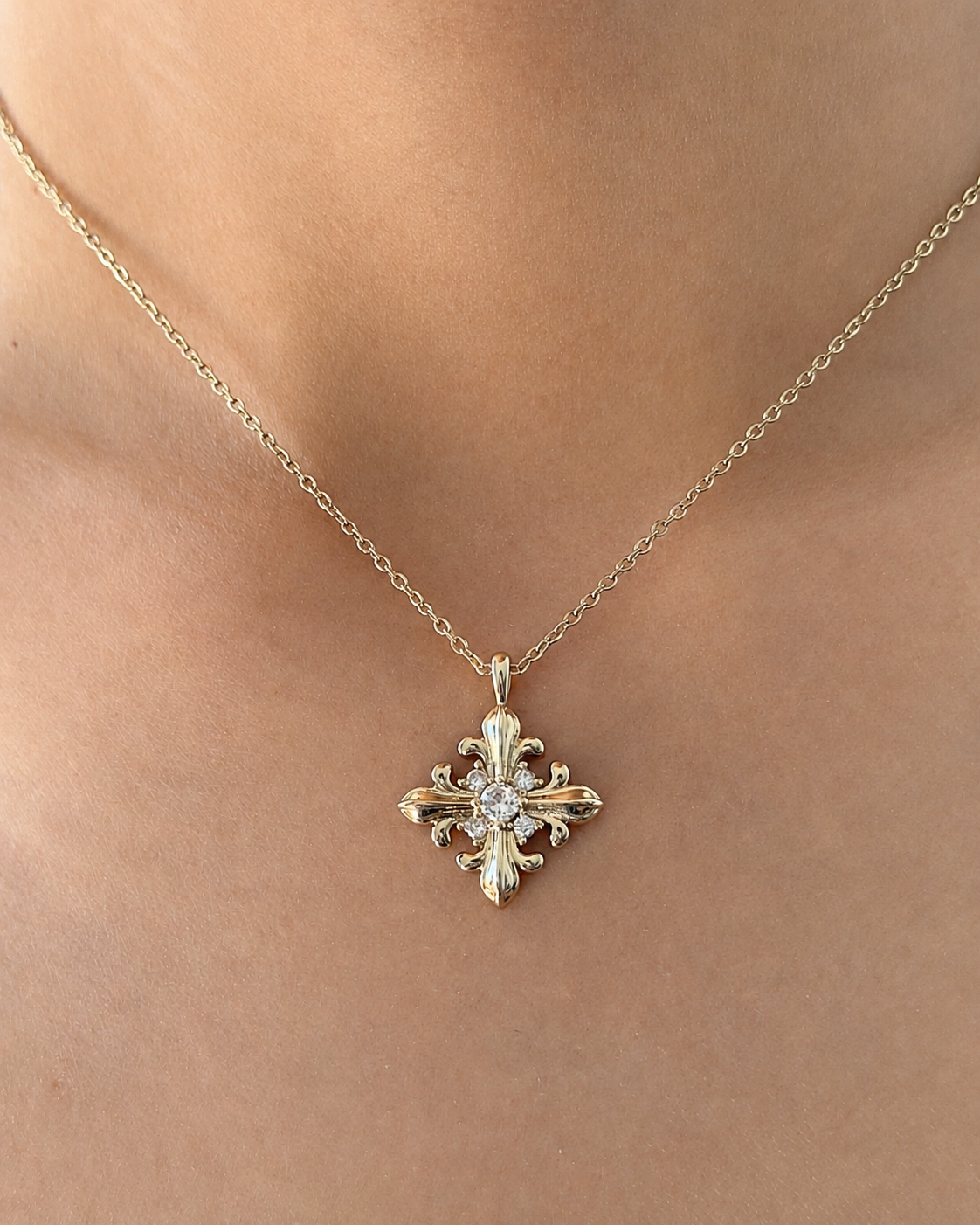 Fleur Cross Necklace